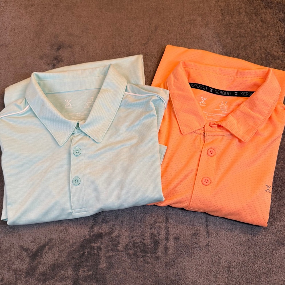 Xersion Quick Dry Recycled Polyester Polo Shirt Set of 2 Mens Large Tall LT NWT